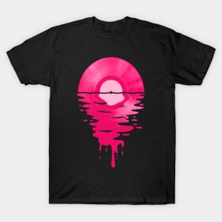 Cool Music Vinyl Record Retro Pink T-Shirt